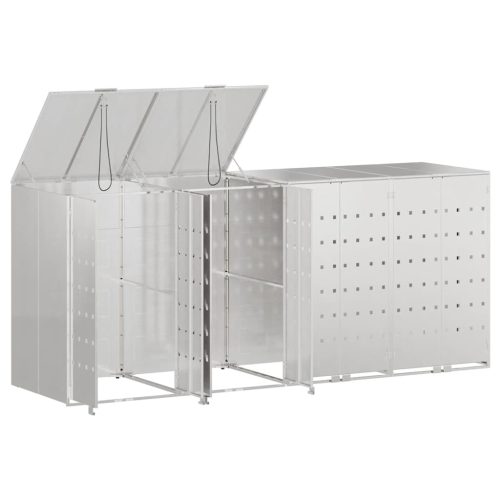  Gurulós kuka tároló 3 kukához Ezüst 340 x 77.5 x 115.5 cm