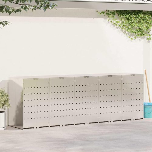  Gurulós kuka tároló 3 kukához Ezüst 340 x 77.5 x 115.5 cm