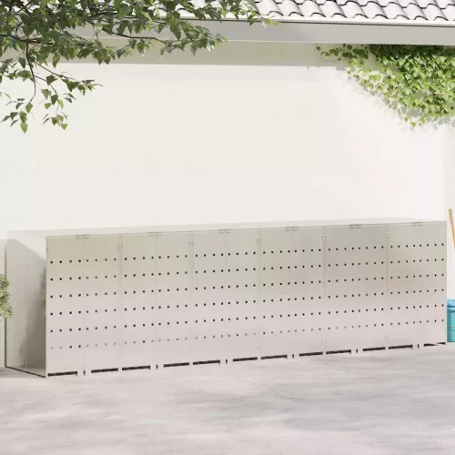  Gurulós kuka tároló 3 kukához Ezüst 340 x 77.5 x 115.5 cm