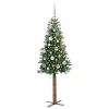  Karcsú karácsonyfa 150 LED-del Zöld 150 cm PVC és tömör fenyőfa