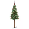  Karcsú karácsonyfa 150 LED-del Zöld 150 cm PVC és tömör fenyőfa