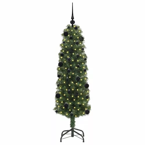  Mű karácsonyfa 150 LED-del Zöld 150 cm PVC, acél és műanyag