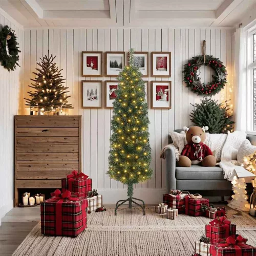  Karcsú karácsonyfa Zöld 48 x 48 x 180 cm Műanyag és fém