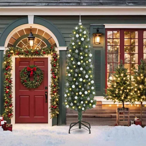  Mű karácsonyfa 300 LED-del Zöld 210 cm PVC, acél és műanyag