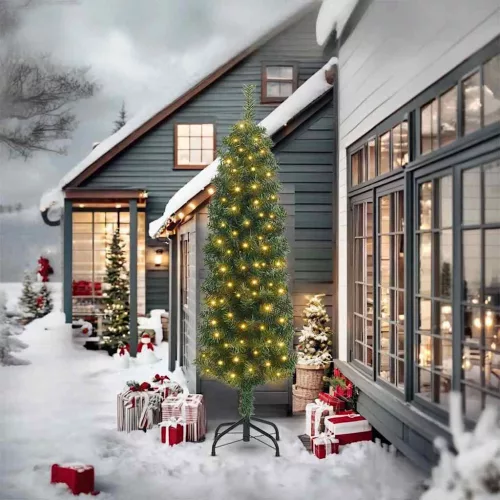  Karcsú karácsonyfa Zöld 61 x 61 x 240 cm Műanyag és fém