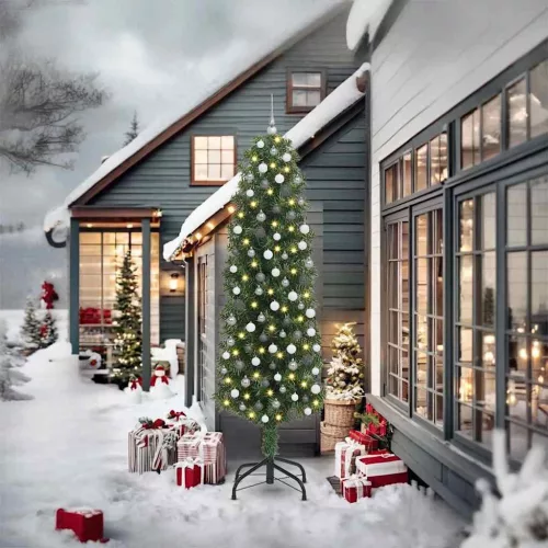  Mű karácsonyfa 300 LED-del Zöld 240 cm PVC, acél és műanyag