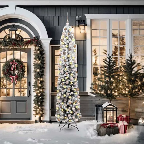  Mű karácsonyfa 300 LED-del Zöld 210 cm PVC, acél és műanyag