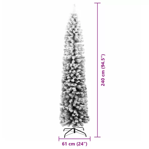  Vékony karácsonyfa 300 LED-del és havazott zöld 240 cm