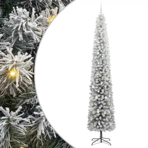  Mű karácsonyfa 300 LED-del Zöld 300 cm PVC, acél és műanyag