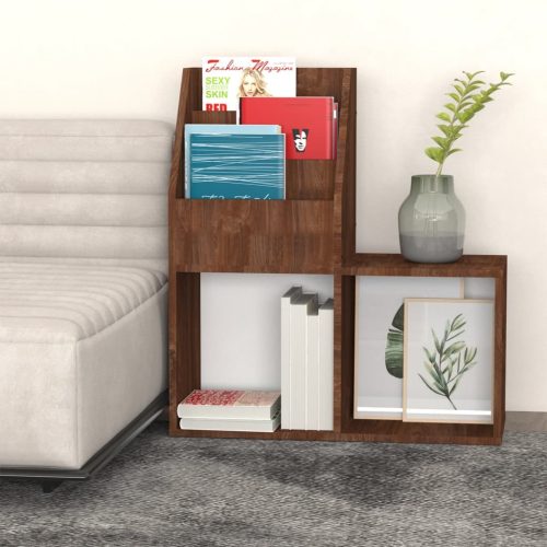  barna tölgyszínű szerelt fa újságtartó gyerekeknek 71x30x78,5cm