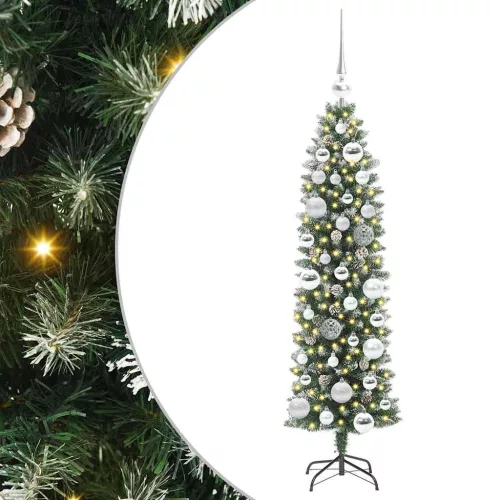  Mű Karcsú Karácsonyi Fa 150 LED-del Zöld és fehér 120 cm