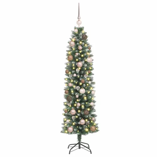 Mű Karcsú Karácsonyi Fa 150 LED-del Zöld és Fehér 150 cm