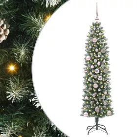    Mű Karcsú Karácsonyi Fa 150 LED-del Zöld és fehér 150 cm