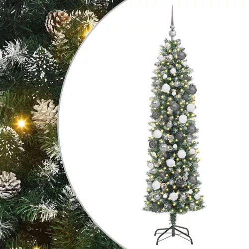  Mű Karcsú Karácsonyi Fa 300 LED-del Zöld és Fehér 180 cm