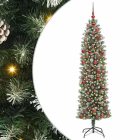    Mű Karcsú Karácsonyi Fa 300 LED-del Zöld és Fehér 180 cm