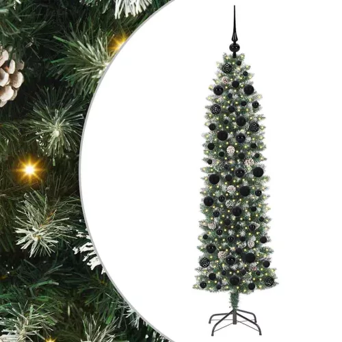  Mű Karcsú Karácsonyi Fa 300 LED-del Zöld és Fehér 180 cm