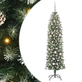    Mű Karcsú Karácsonyi Fa 300 LED-del Zöld és Fehér 180 cm