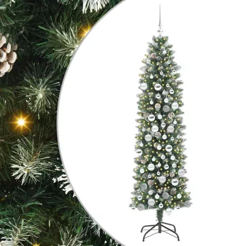  Mű Karcsú Karácsonyi Fa 300 LED-del Zöld és Fehér 180 cm