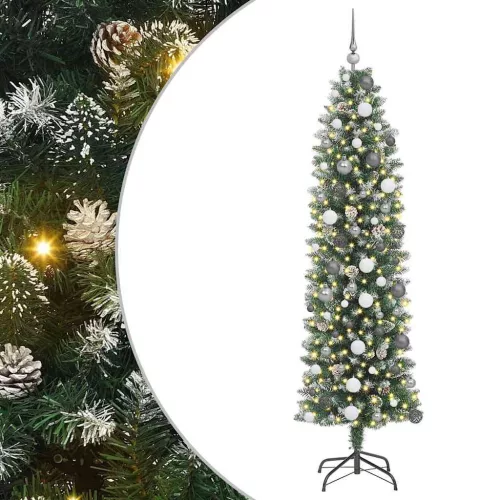  Mű Karcsú Karácsonyi Fa 300 LED-del Zöld és Fehér 210 cm