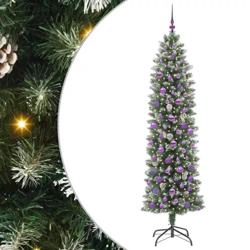 Mű Karcsú Karácsonyi Fa 300 LED-del Zöld és fehér 210 cm