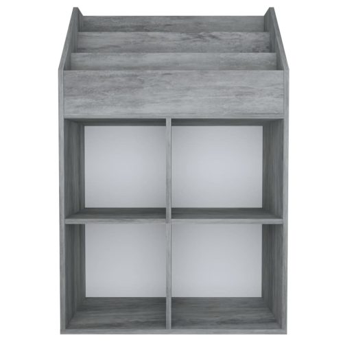  betonszürke szerelt fa gyerek újságtartó 71 x 30 x 114 cm