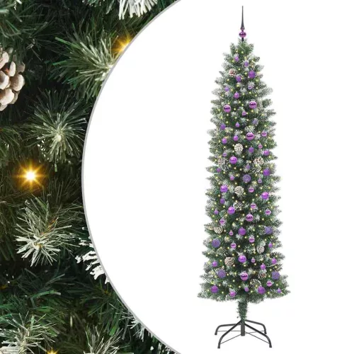  Mű Karcsú Karácsonyi Fa 300 LED-del Zöld és Fehér 240 cm