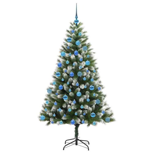  Műanyag csuklós karácsonyfa bolyhos hóval Zöld és fehér 180 cm