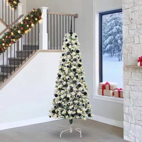  Műanyag Hajtogatós Karácsonyfa Zöld és fehér 240 cm PVC