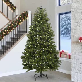  Mű karácsonyfa 300 LED-del Zöld 300 cm PVC és fém