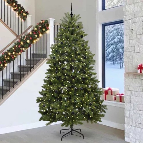  Mű karácsonyfa 300 LED-del Zöld 300 cm PVC és fém