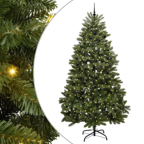  Mű karácsonyfa 300 LED-del Zöld 300 cm PVC és fém