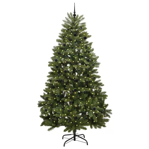  Mű karácsonyfa 300 LED-del Zöld 300 cm PVC és fém