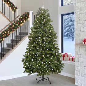  Mű karácsonyfa 300 LED-del Zöld 300 cm PVC és fém