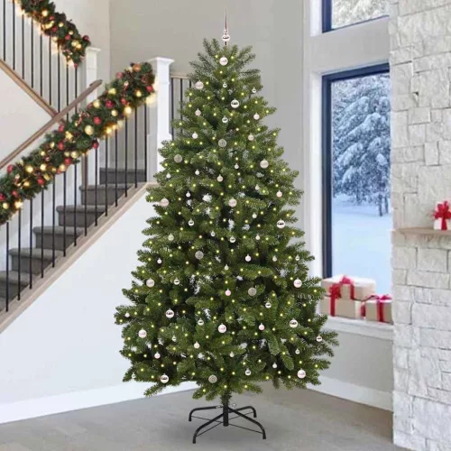  Mű karácsonyfa 300 LED-del Zöld 300 cm PVC és fém