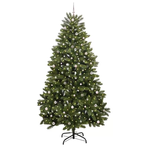  Mű karácsonyfa 300 LED-del Zöld 300 cm PVC és fém