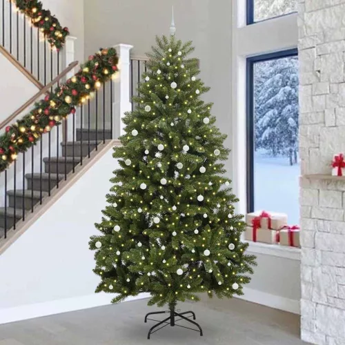 Mű karácsonyfa 300 LED-del Zöld 300 cm PVC és fém