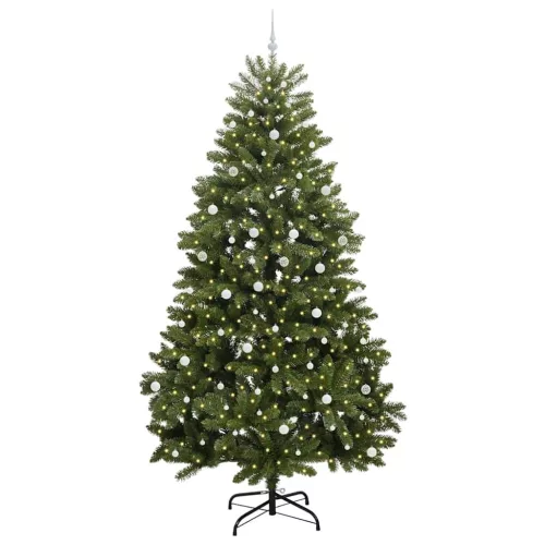  Mű karácsonyfa 300 LED-del Zöld 300 cm PVC és fém