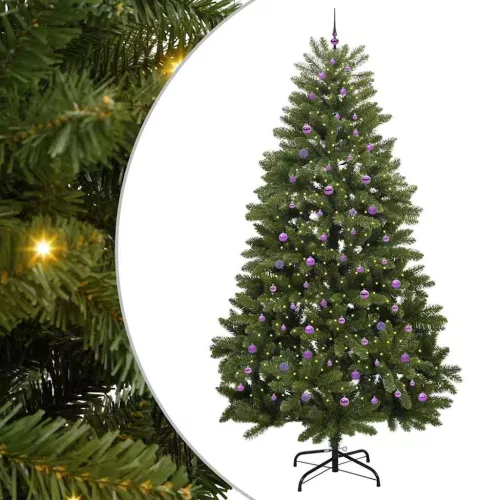  Mű karácsonyfa 300 LED-del Zöld 300 cm PVC és fém