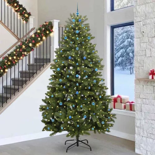  Mű karácsonyfa 300 LED-del Zöld 300 cm PVC és fém