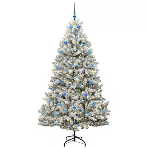  Mű karácsonyfa Zöld és Fehér 210 cm PVC és fém