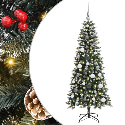  Mű karácsonyfa with Decorative String Lights Zöld 150 cm PVC