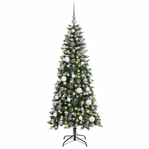  Mű karácsonyfa with Decorative String Lights Zöld 150 cm PVC
