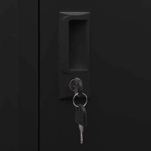  fekete acél nyeregszekrény 53 x 53 x 140 cm   