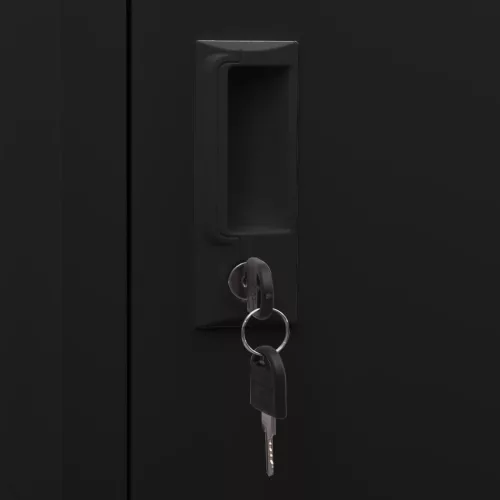  fekete acél nyeregszekrény 53 x 53 x 105 cm  