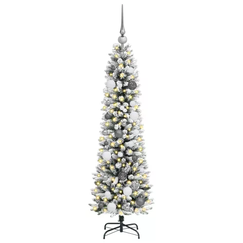  Karácsonyfa with Decorative String Lights Fehér 150 cm PVC
