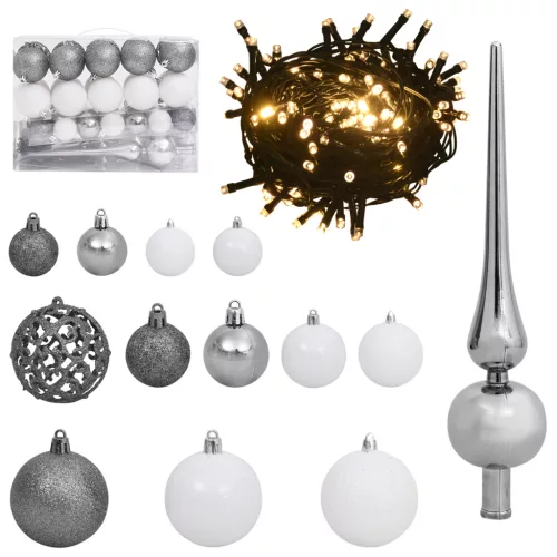  Karácsonyfa with Decorative String Lights Fehér 150 cm PVC