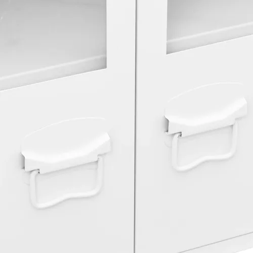  fehér fém és üveg tálalószekrény 105 x 35 x 62 cm