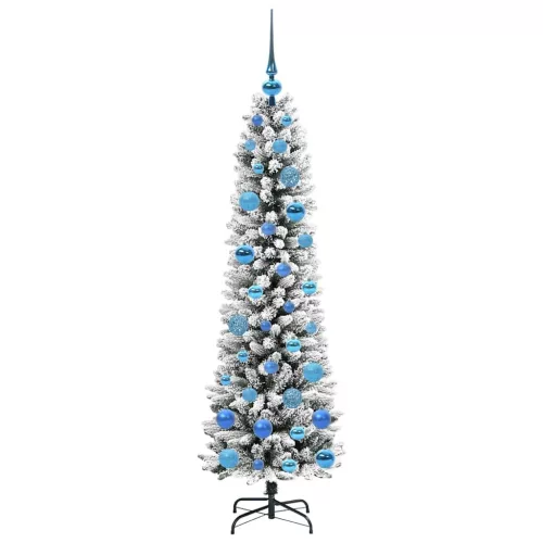  Mű karácsonyfa Zöld és fehér 150 cm PVC és Fém és Műanyag