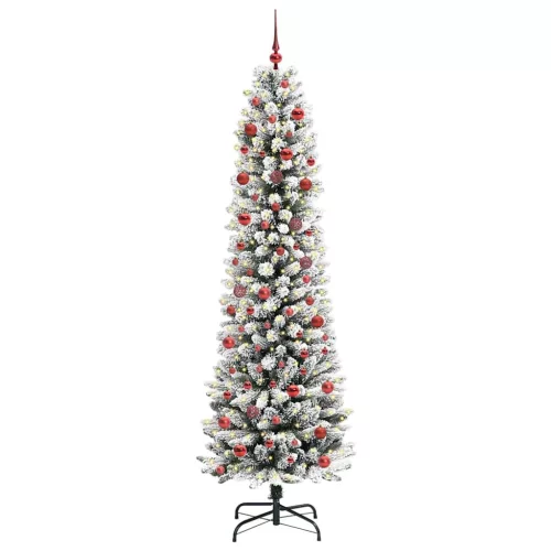  Mű karácsonyfa Zöld és fehér 210 cm PVC és Fém és Műanyag