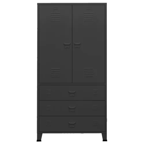  fekete fém ipari ruhásszekrény 90 x 50 x 180 cm